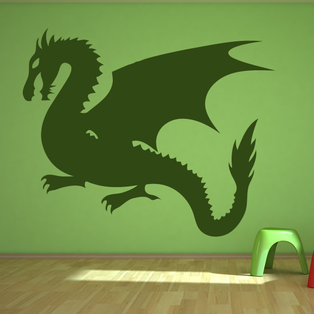 Autocollant silhouette de dragon enfants créatures mythiques art mural transferts - Photo 1/1
