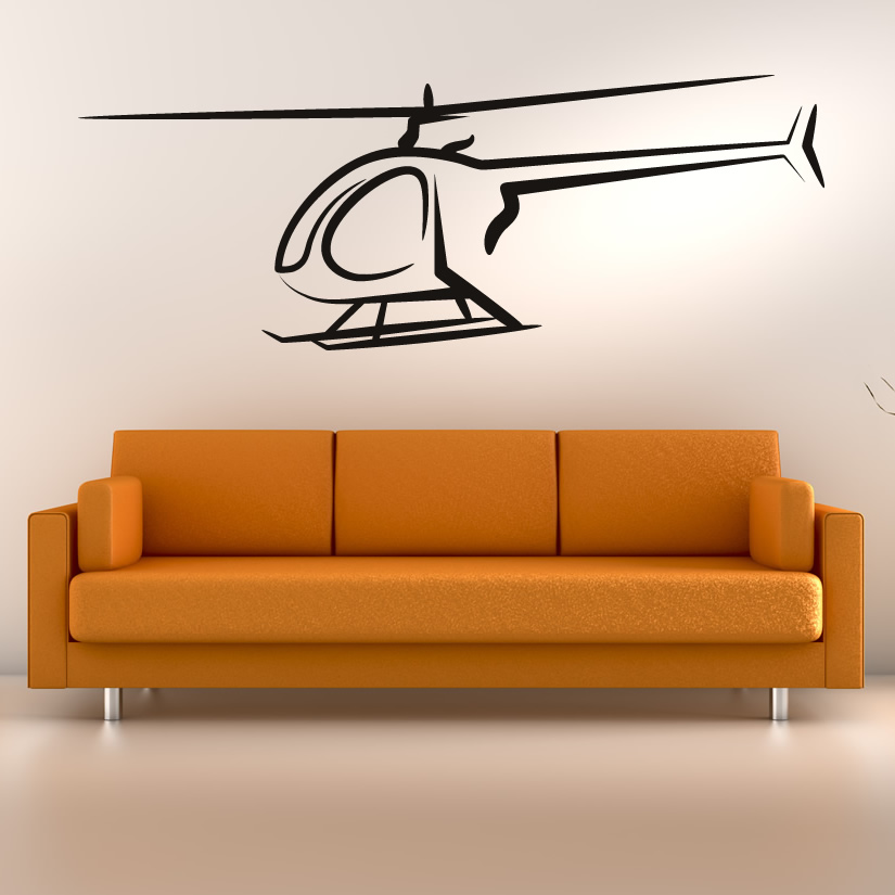 Helicopter-Outline-Outline-Wall-Art-Sticker-Wall-Decal-Transfers