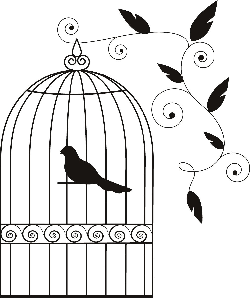 Bird Cage Floral Decorative Wall Stickers Wall Art Decal Transfers 