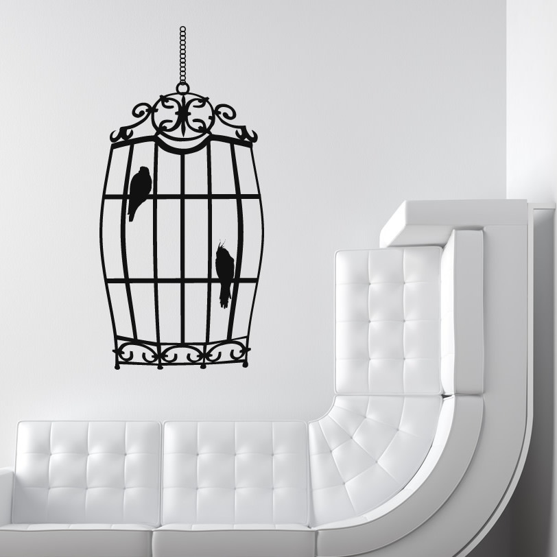 Hanging Bird Cage Animal Wall Art Sticker Wall Decal Transfers