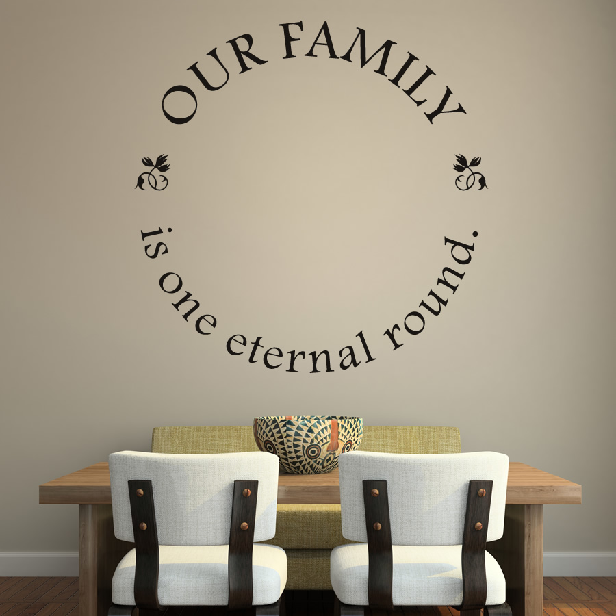 Our Family Is One Eternal Round Frame Border Wall Quote Decal Transfers