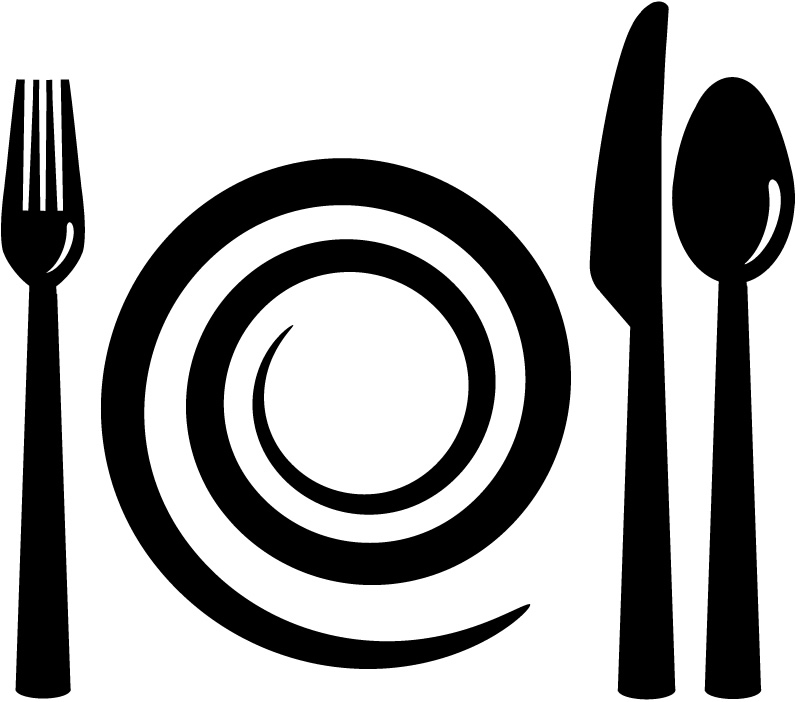 Spiral Plate and Cutlery Wall Stickers Kitchen Home Wall Art Decal Transfers