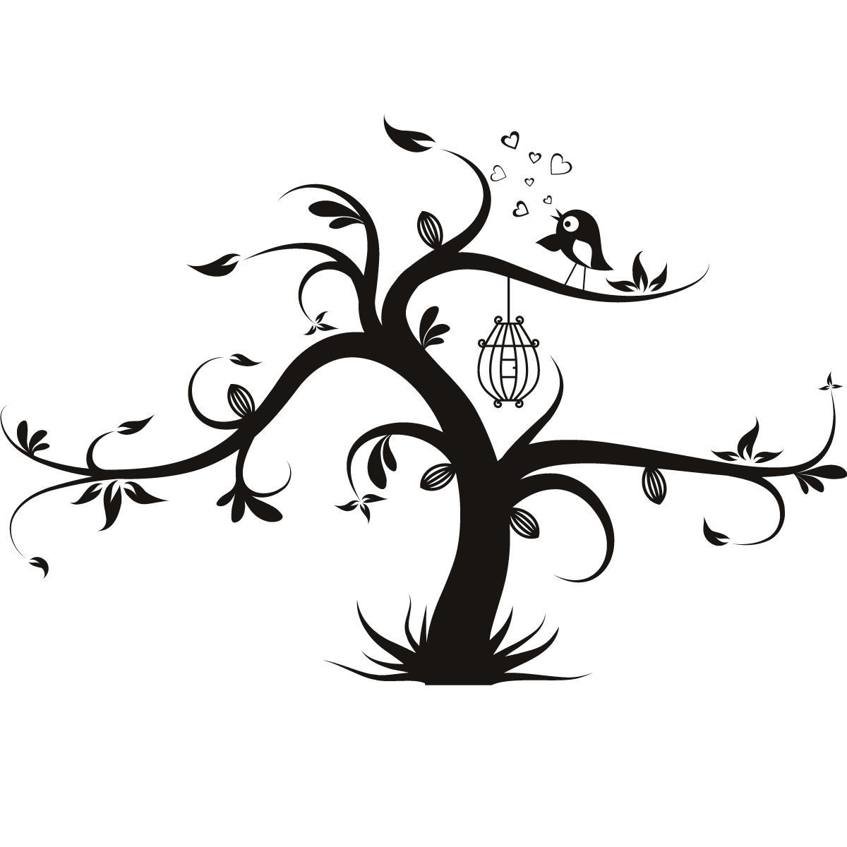 Tree Bird Cage Animals Wall Decals Wall Art Stickers Transfers