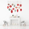 Christmas Baubles Red Blue Snowflakes Wall Sticker