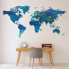 Dark Blue Paint Effect World Map Wall Sticker