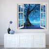 Blue Fairy Tree 3D Window Wall Sticker