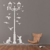 Street Lamp Post Cats & Birds Wall Sticker