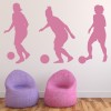 3 Women's Football Players Sports Wall Sticker