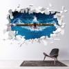 Swimming Diving White Brick 3D Hole In The Wall Sticker