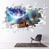 Alien Landscape White Brick 3D Hole In The Wall Sticker