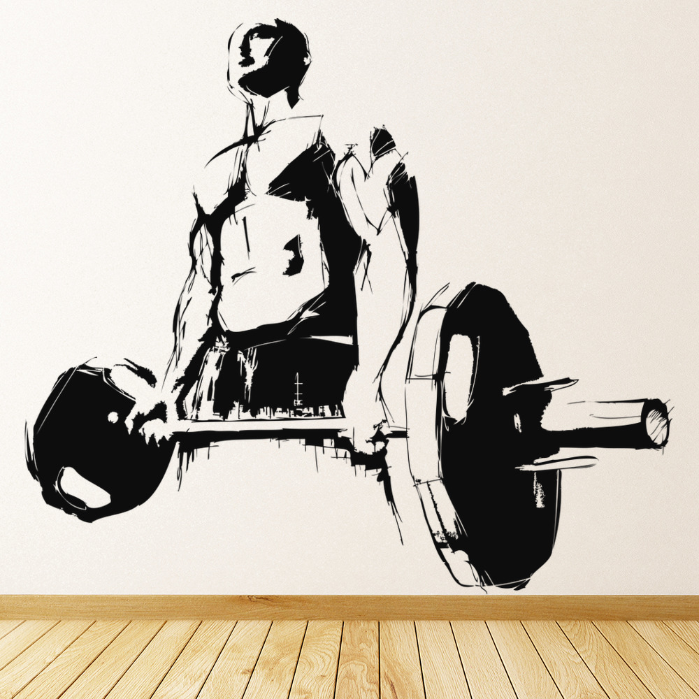 Sketched Bodybuilder Wall Sticker Athletics Wall Art