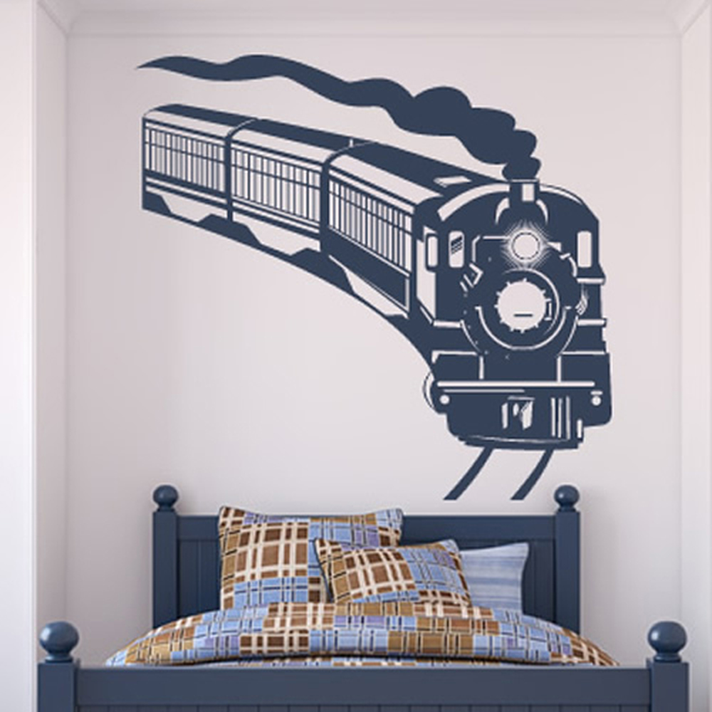 Steam Train Wall Sticker Transport Wall Decal Boys Bedroom Home Decor