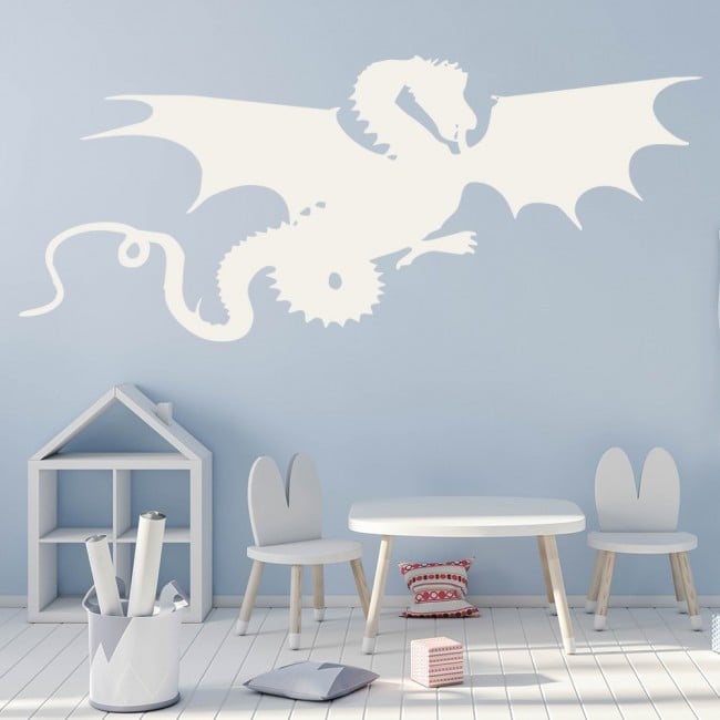 Winged Dragon Wall Sticker Monster Fantasy Wall Decal Boys Bedroom Home ...