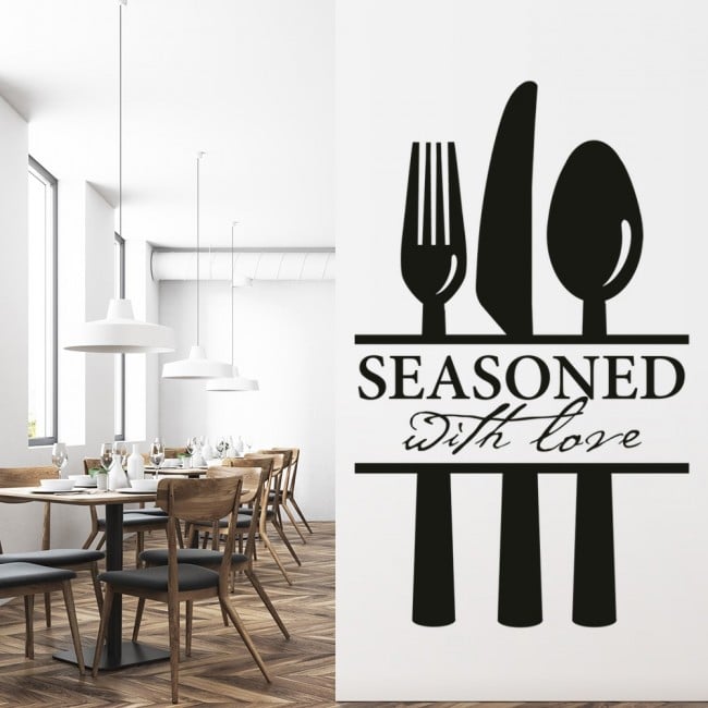 Seasoned With Love Kitchen Quote Wall Sticker