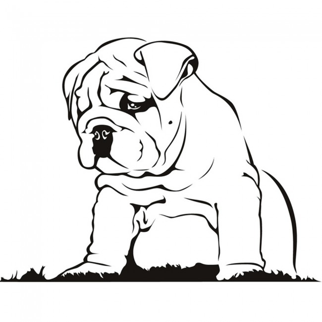 Bulldog Puppy Wall Sticker Cute Animals Wall Decal Kids Pets Home Decor