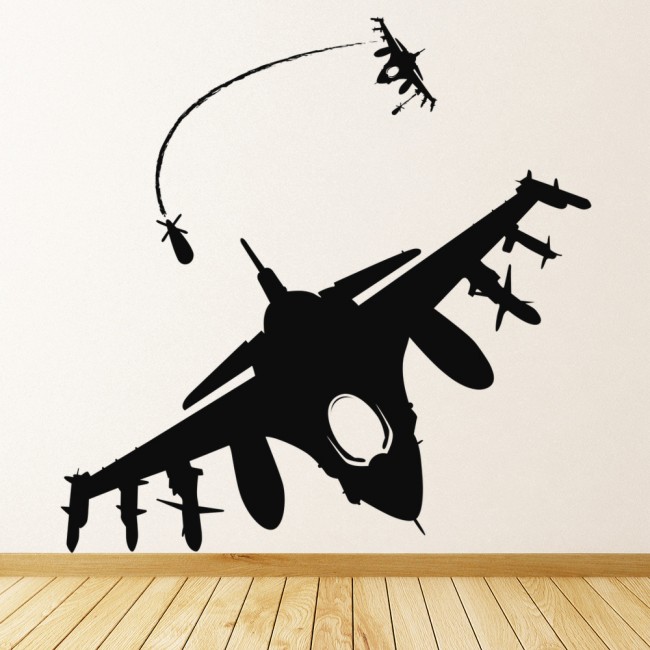 Fighter Jet Attack Army Airplane Wall Sticker