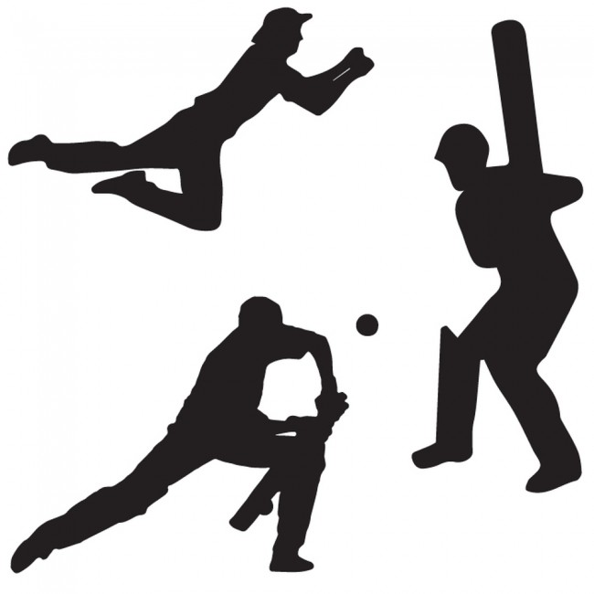 Cricket Players Group Wall Stickers Creative Multi Pack Wall Decal Art