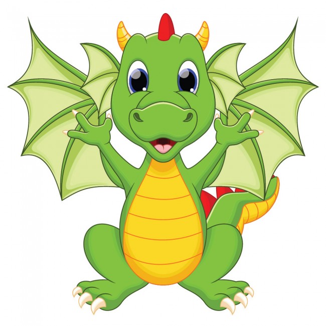 Happy Green Dragon Monster Wall Sticker