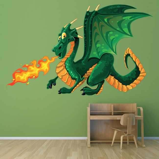 Green Dragon Monster Kids Wall Sticker