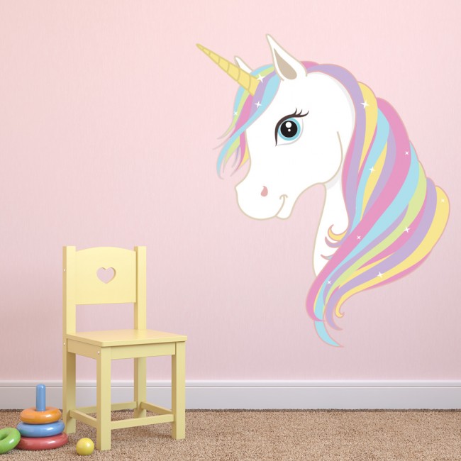 white unicorn rainbow sparkle wall sticker