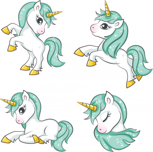 cute unicorn pair wall sticker set