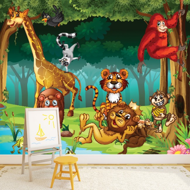 Jungle Animals Wall Mural Wallpaper