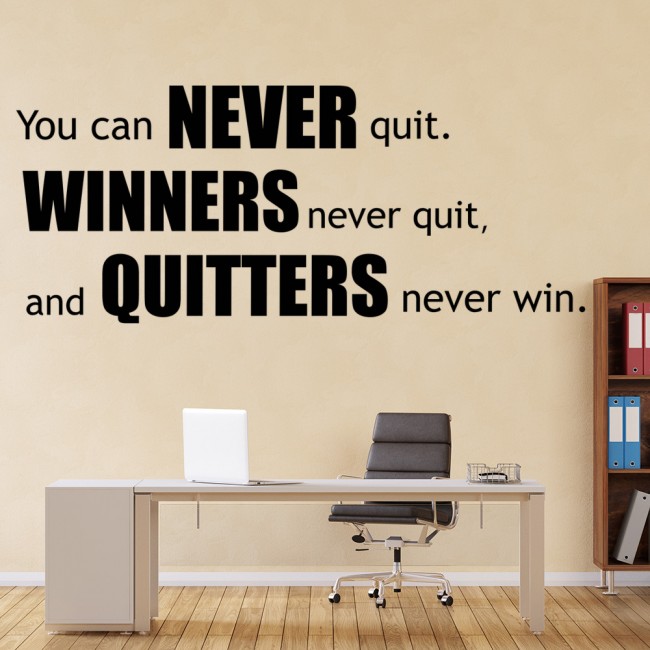 Winners Never Quit Sports Quote Wall Sticker