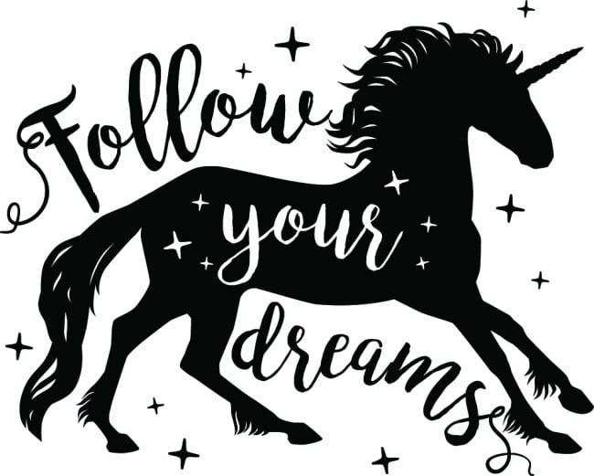 Follow Your Dreams Unicorn Quote Wall Sticker