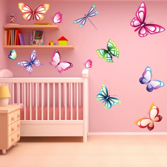 Bright Butterfly Wall Sticker Set Butterflies Wall Decal ...