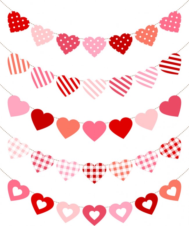 Love Heart Bunting Valentines Wall Sticker