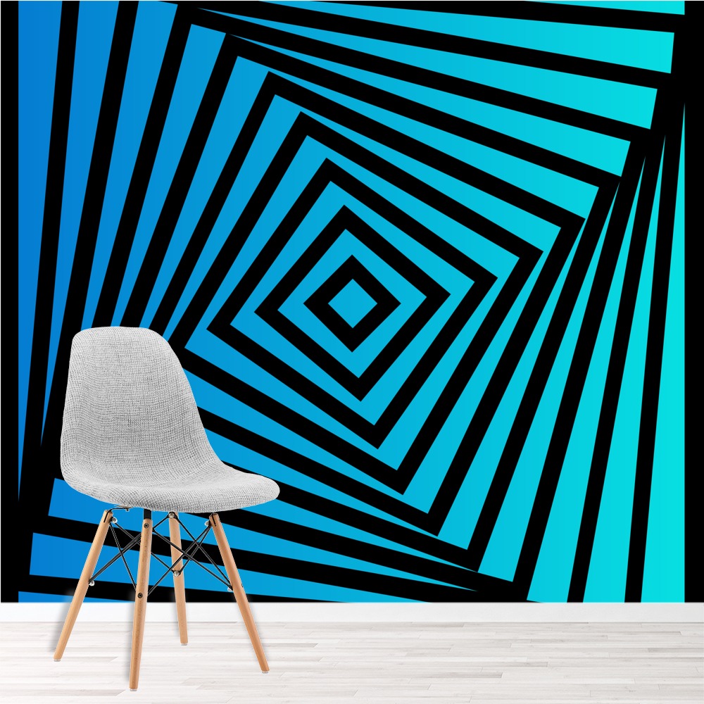 Blue Optical Illusion 3D Wall Mural Wallpaper