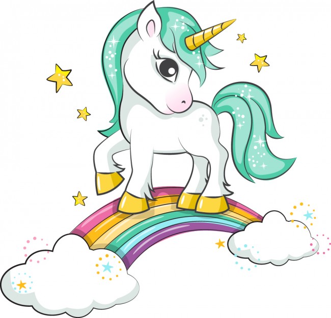 sparkle unicorn clouds rainbow wall sticker