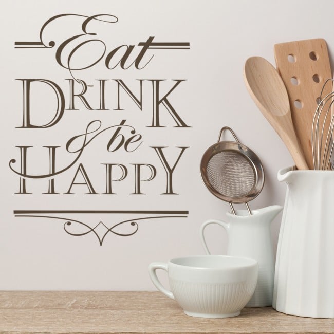 Eat Drink Be Happy Quote Wall Sticker