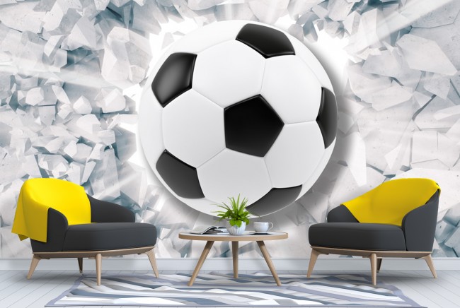 3D Football Wall Mural Wallpaper