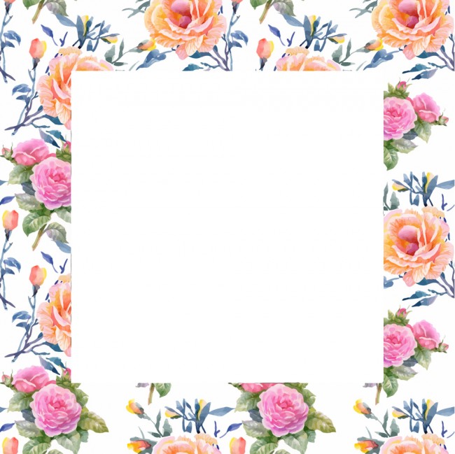 Pink Orange Flower Floral Frame Wall Sticker