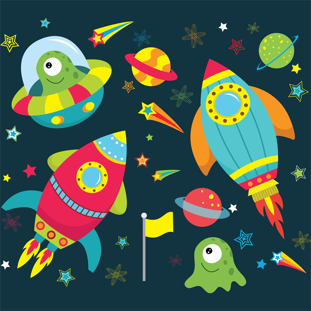 Spaceships & Aliens Childrens Wall Mural Wallpaper