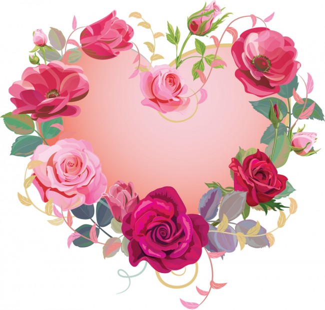 Pink Rose Heart Wall Sticker 