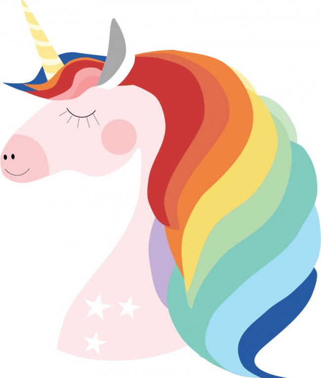 rainbow hair unicorn wall sticker