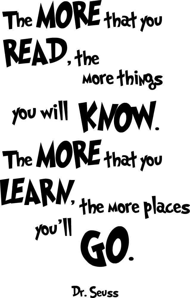 The More You Learn Dr Seuss Quote Wall Sticker