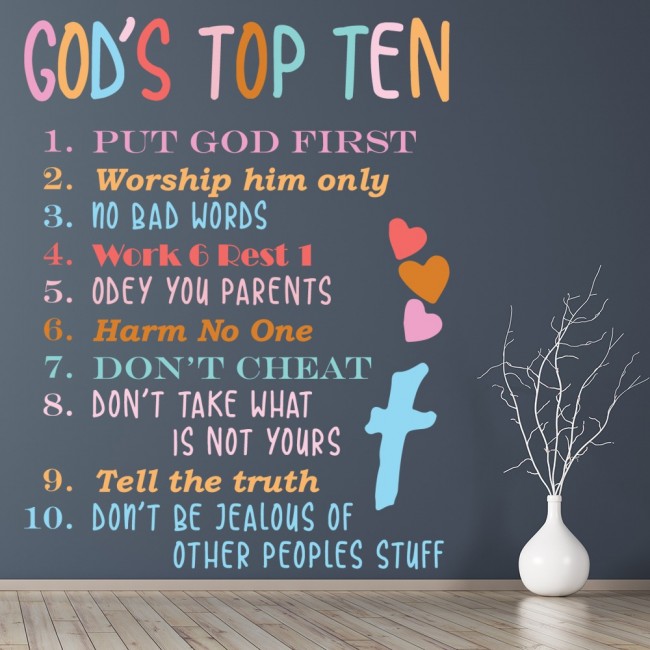 Gods Top Ten Commandments Wall Sticker