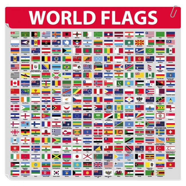 World Flags Educational Wall Sticker