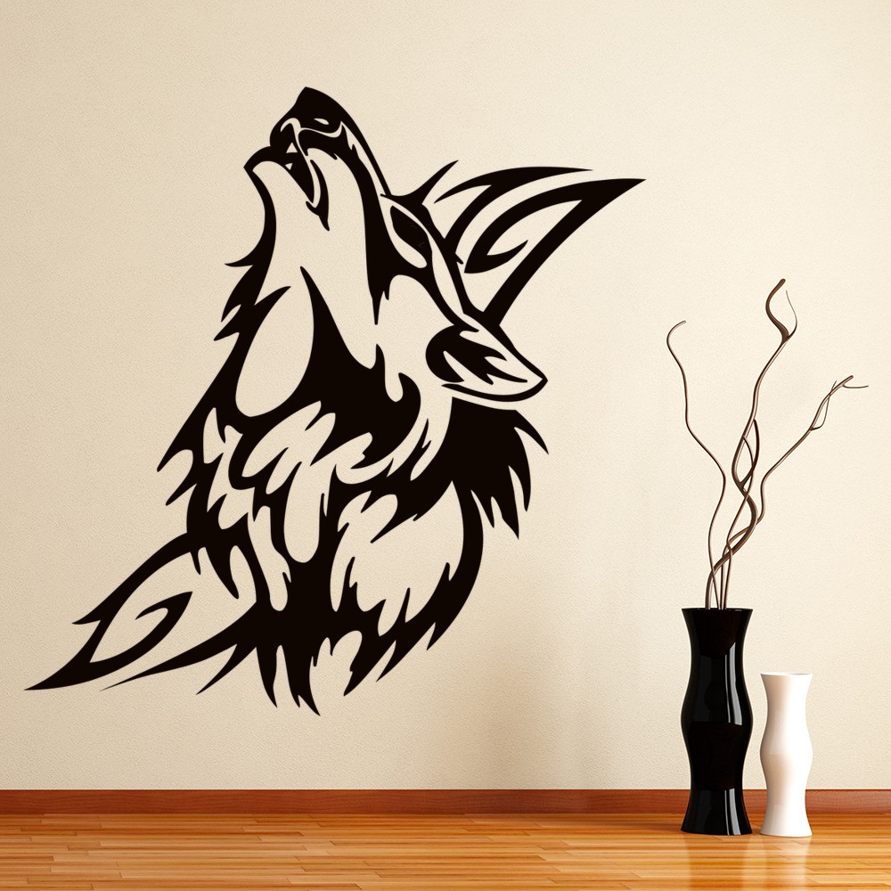 Howling Wolf Tribal Wall Sticker