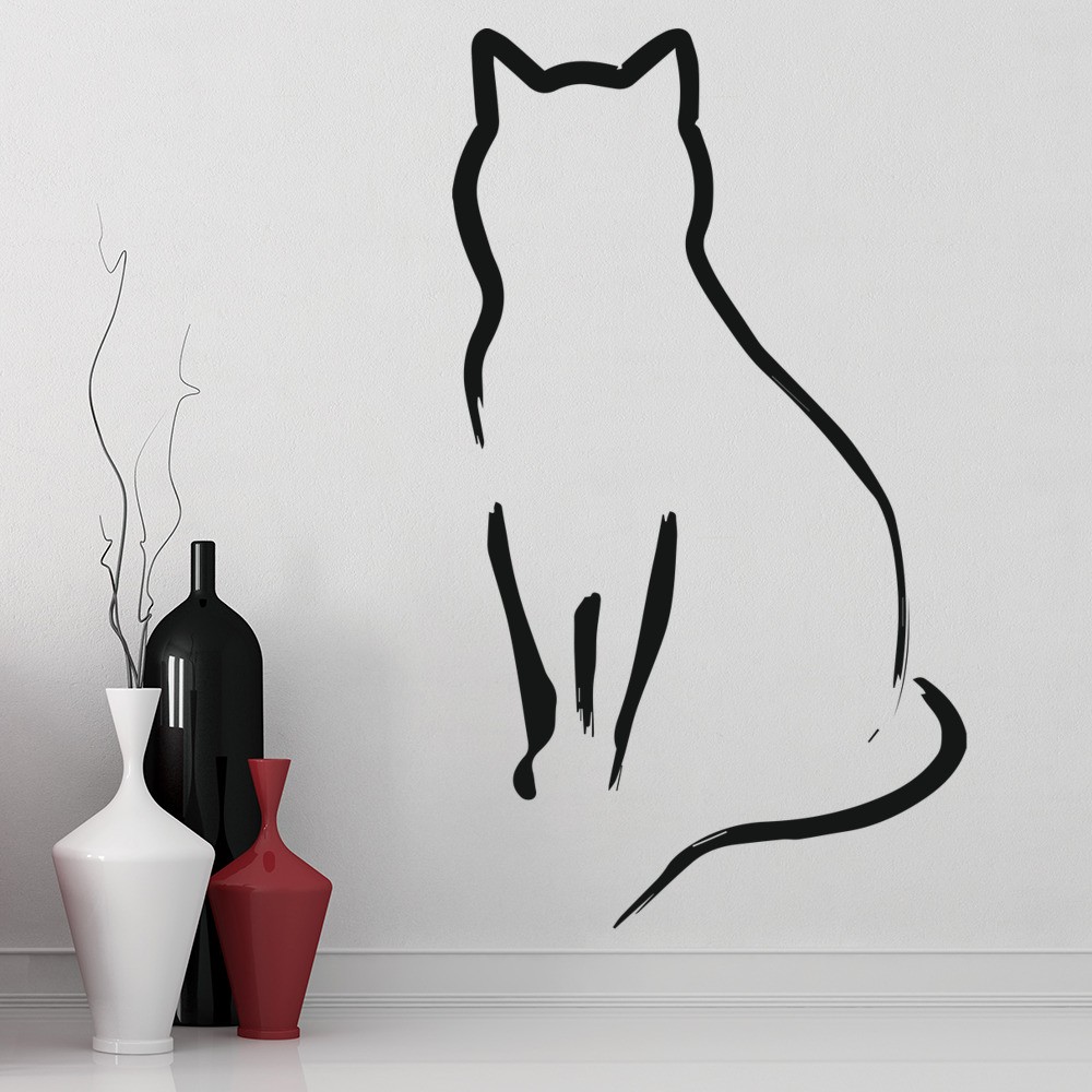 cat outline wall sticker animal wall art