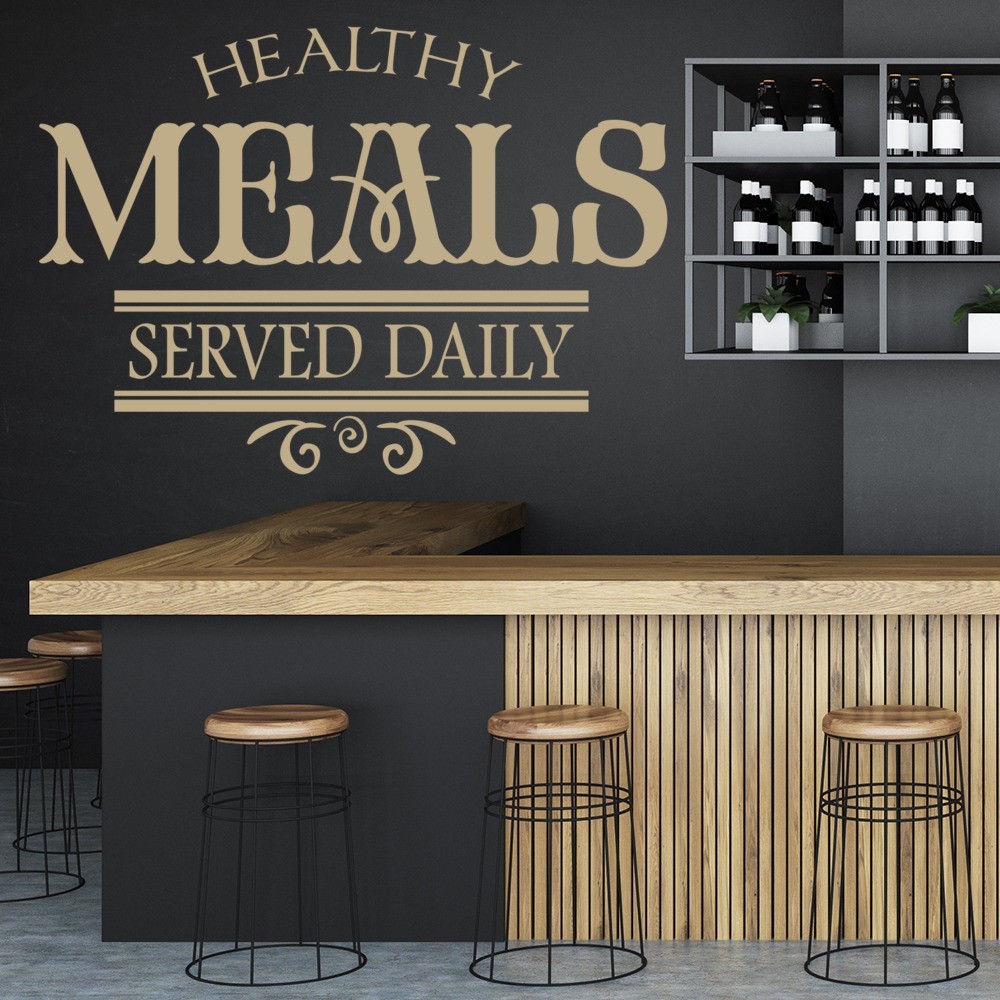 Healthy Meals Served Daily Kitchen Quote Wall Sticker   WS 16986 01 