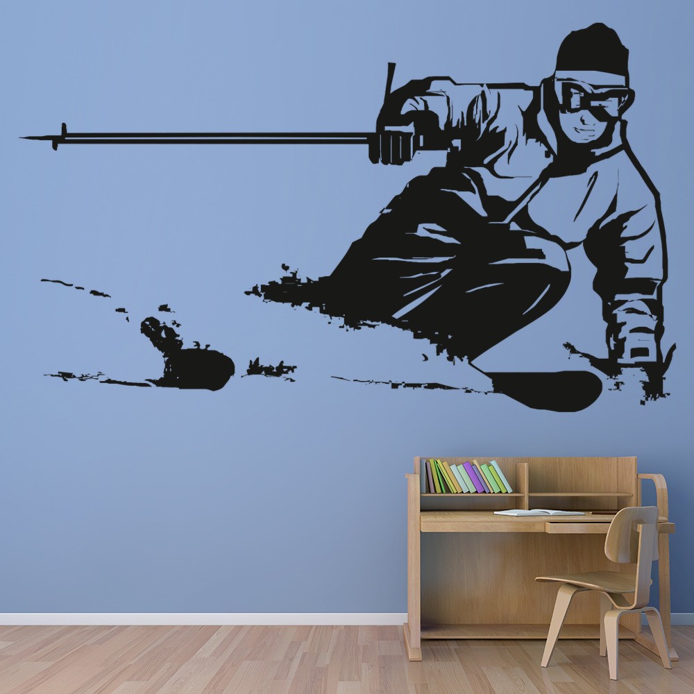 skiing sticker sports sport boys decor decal bedroom extreme stickers boarding ws ski iconwallstickers decals snow poles slopes winter
