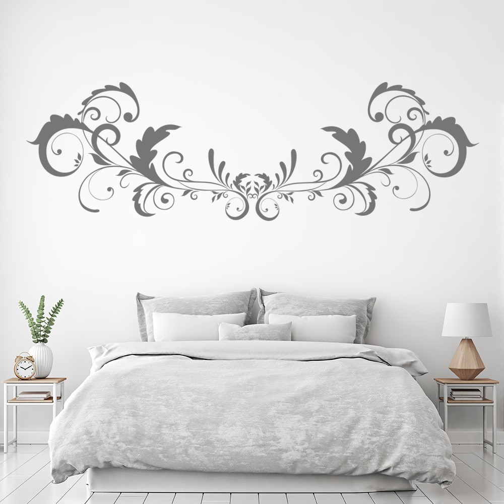 Leaf Swirl Headboard Design Wall Sticker