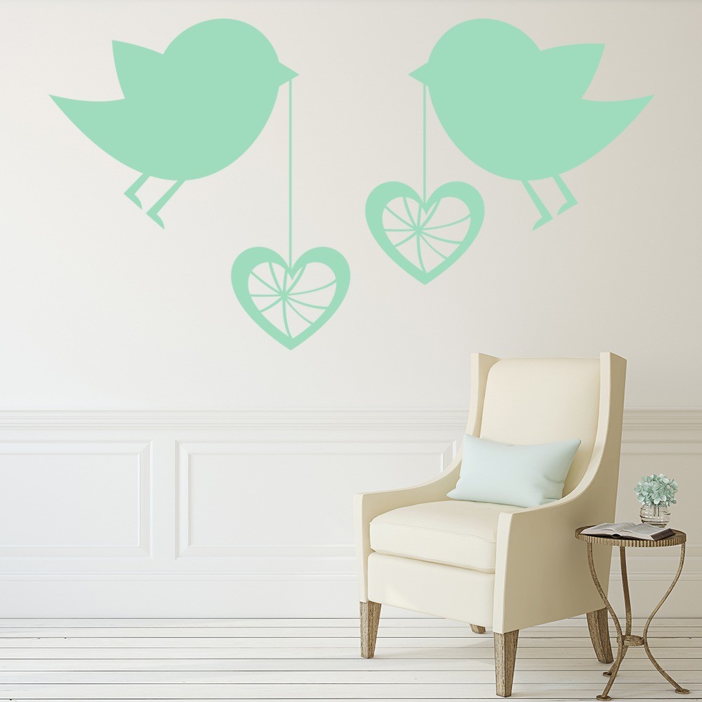 Bird Love Hearts Wall Sticker Love Wall Art