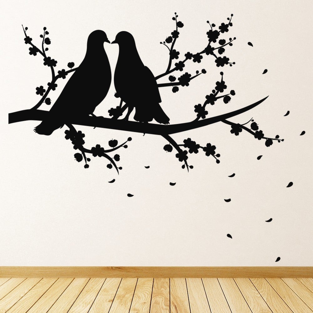 Doves On A Branch Wall Sticker Bird Wall Art