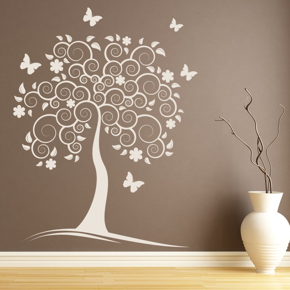 Swirl Tree Butterfly Wall Sticker