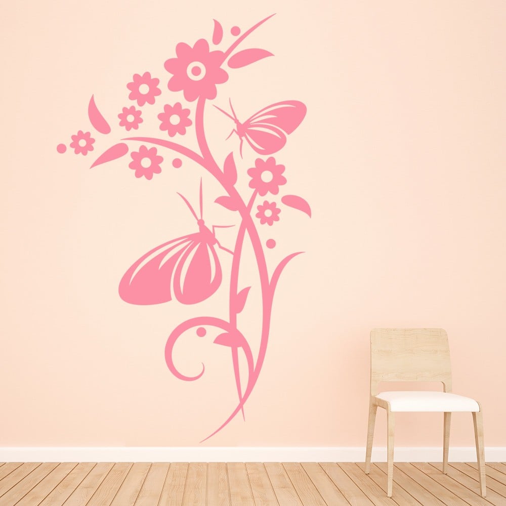 Butterflies On Vine Wall  Sticker Butterfly Wall Art 